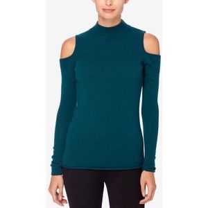 Green Cashmere Sweater with Open Shoulders
